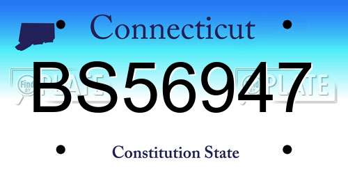 BS56947 Connecticut License Plate