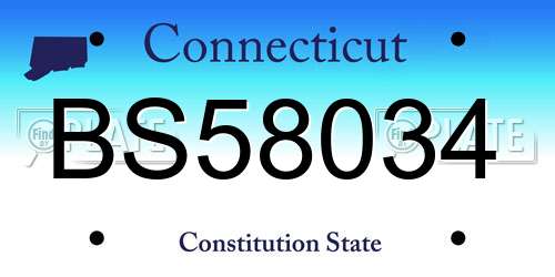 BS58034 Connecticut License Plate