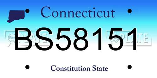 BS58151 Connecticut License Plate