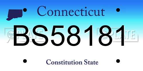 BS58181 Connecticut License Plate