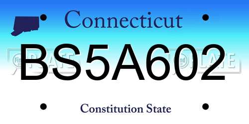 BS5A602 Connecticut License Plate