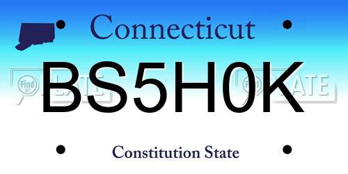 BS5H0K Connecticut License Plate