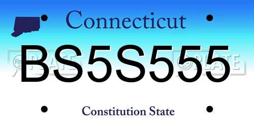 BS5S555 Connecticut License Plate