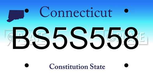BS5S558 Connecticut License Plate
