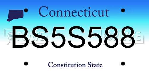 BS5S588 Connecticut License Plate