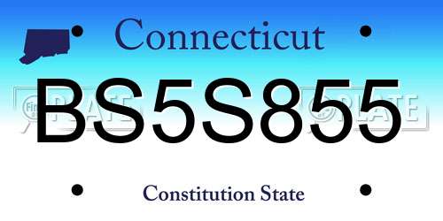 BS5S855 Connecticut License Plate