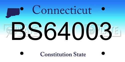 BS64003 Connecticut License Plate