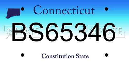 BS65346 Connecticut License Plate