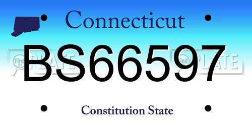BS66597 Connecticut License Plate