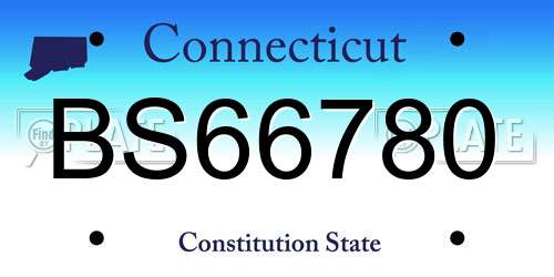 BS66780 Connecticut License Plate