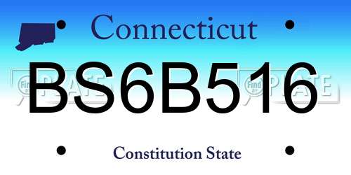 BS6B516 Connecticut License Plate