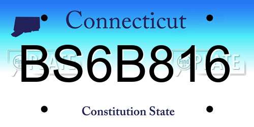 BS6B816 Connecticut License Plate