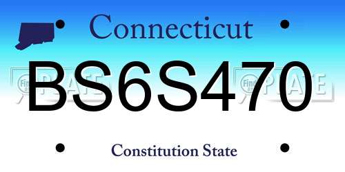 BS6S470 Connecticut License Plate