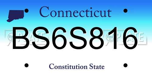BS6S816 Connecticut License Plate