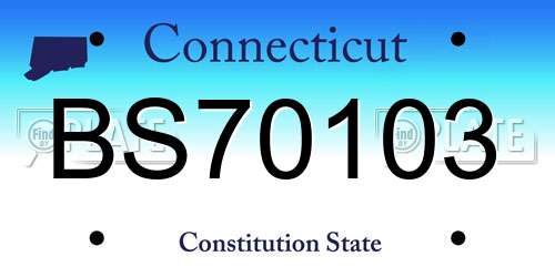 BS70103 Connecticut License Plate
