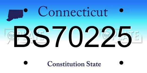 BS70225 Connecticut License Plate