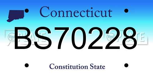 BS70228 Connecticut License Plate