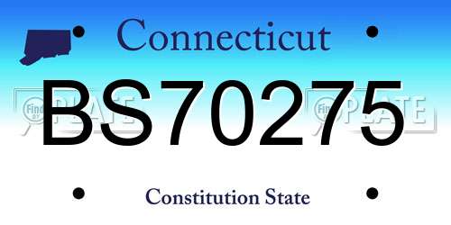 BS70275 Connecticut License Plate