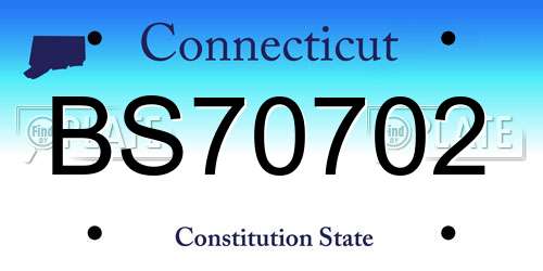BS70702 Connecticut License Plate