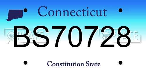 BS70728 Connecticut License Plate