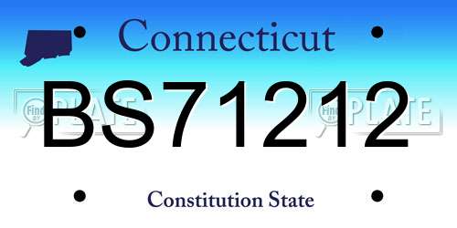 BS71212 Connecticut License Plate