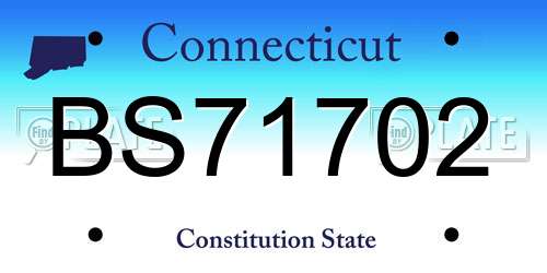 BS71702 Connecticut License Plate