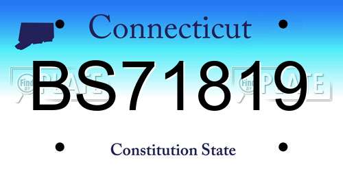 BS71819 Connecticut License Plate