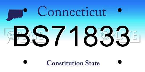 BS71833 Connecticut License Plate