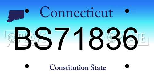 BS71836 Connecticut License Plate