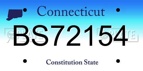 BS72154 Connecticut License Plate