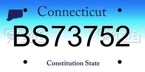 BS73752 Connecticut License Plate