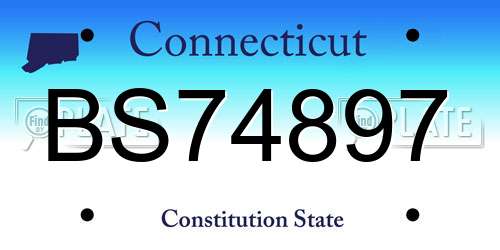 BS74897 Connecticut License Plate