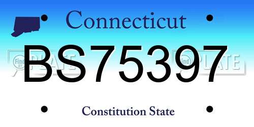 BS75397 Connecticut License Plate