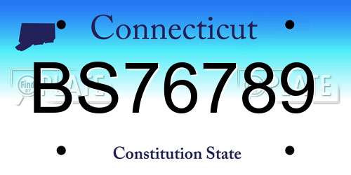BS76789 Connecticut License Plate
