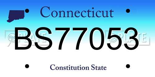 BS77053 Connecticut License Plate