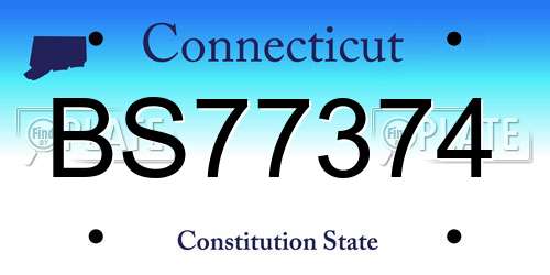 BS77374 Connecticut License Plate