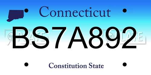 BS7A892 Connecticut License Plate