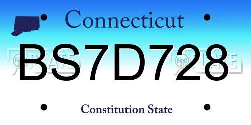 BS7D728 Connecticut License Plate
