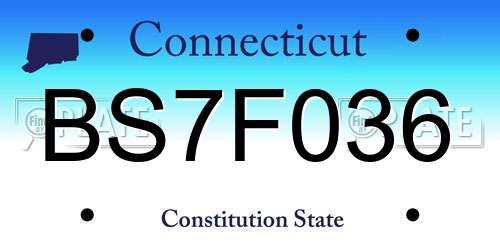 BS7F036 Connecticut License Plate