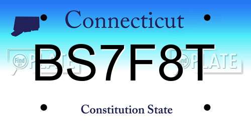 BS7F8T Connecticut License Plate