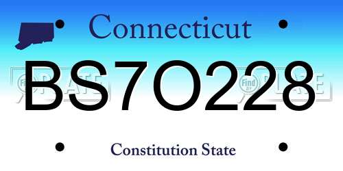 BS7O228 Connecticut License Plate