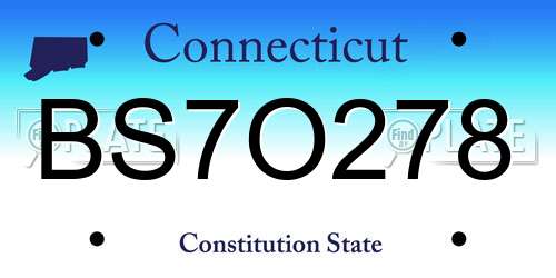 BS7O278 Connecticut License Plate