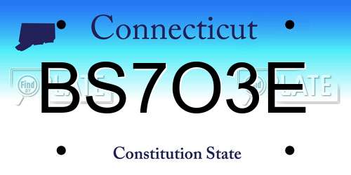 BS7O3E Connecticut License Plate