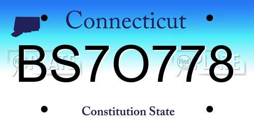 BS7O778 Connecticut License Plate