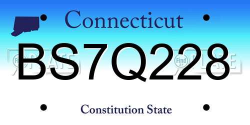 BS7Q228 Connecticut License Plate