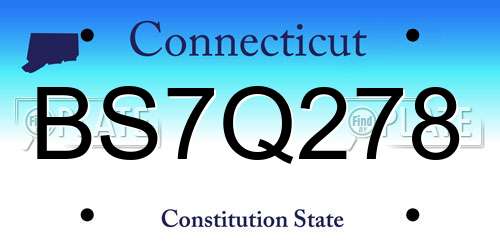 BS7Q278 Connecticut License Plate