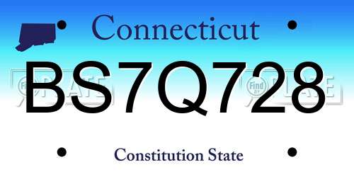 BS7Q728 Connecticut License Plate