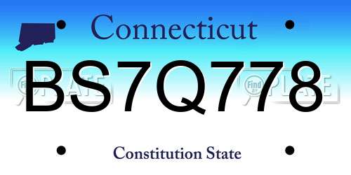 BS7Q778 Connecticut License Plate