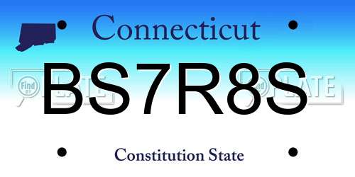 BS7R8S Connecticut License Plate