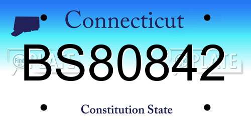 BS80842 Connecticut License Plate